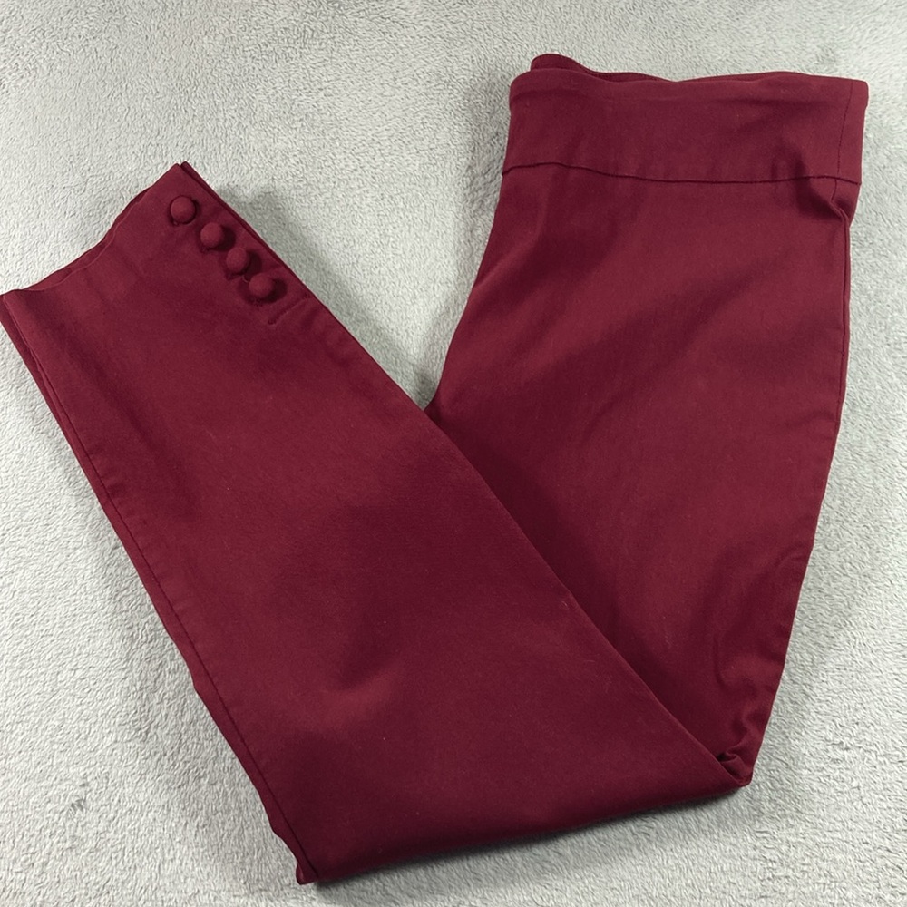 Counterparts Ankle Career Pants Women Size 12 Burgundy Wide Elastic Band - Picture 7 of 9